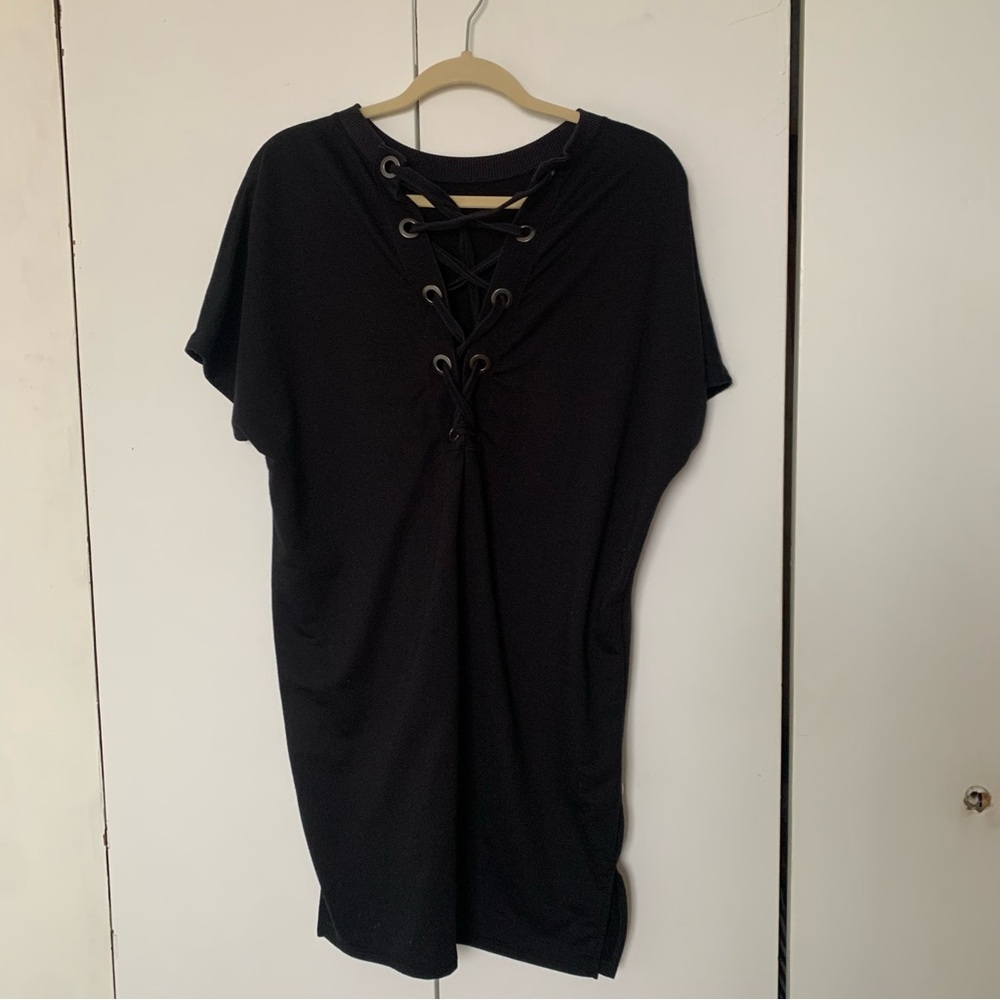 United Colors Of Benetton Black Shirt Dress Beach Coverup